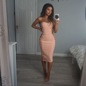 Oh Polly Bandage dress in peach